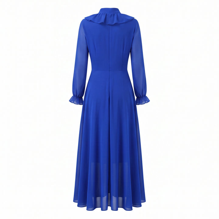 New%20Women%20Casual%20Tie%20Design%20Weightless%20Georgette%20China%20Kurti%20Blue%20Color%20-%20Image%204