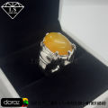 Natural Zard Aqeeq Ring , Yellow Agate Ring , 925 Silver "Chandi" Ring With Yellow Aqeeq Stone. 