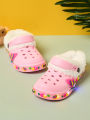 Autumn and winter fashionable, casual and comfortable home shoes for boys and girls with plush holes. 