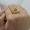 VQYSKO Solomon Six-Pointed Star 12 Constellation Round Signet Rings Stainless Steel Band for Men Women.
