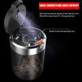 Car Ashtray with LED Light Portable Car Ash Holder Large Capacity Sealed Car Cigarette Ashtray Container Easy To Clean Universal.