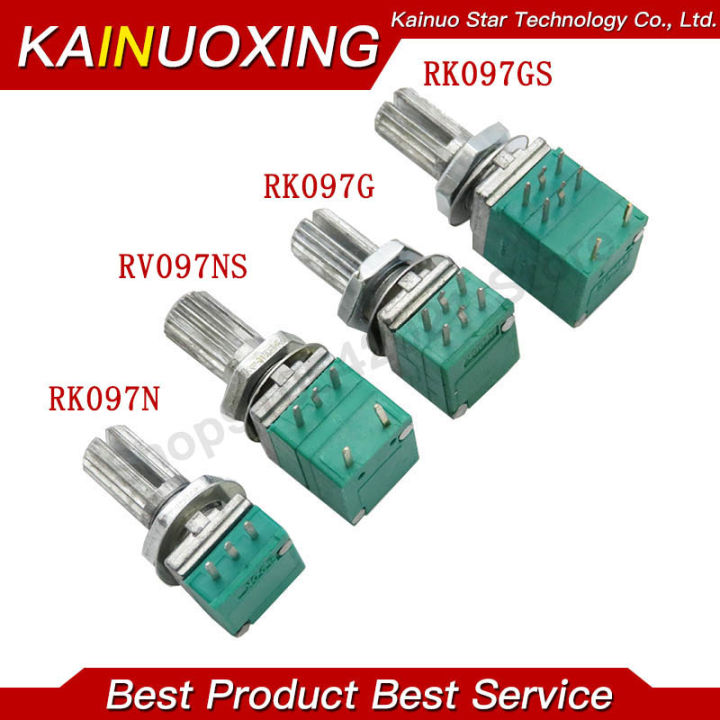 5pcs RK097N 5K 10K 20K 50K 100K 500K B5K With A Switch Audio 3pin Shaft 15mm Amplifier Sealing Potentiometer Electronic Component I.1283663431