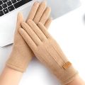 Women Autumn Winter Keep Warm Touch Screen Thin Cashmere Gloves Cycling Drive Fashion Elegant Letter Mark Windproof.