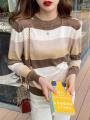 Autumn Winter Women Sweaters Long Sleeve Knitted O Neck Striped Pullover Sweater Femme Basic Solid Jersey Tops Fashion Clothes. 