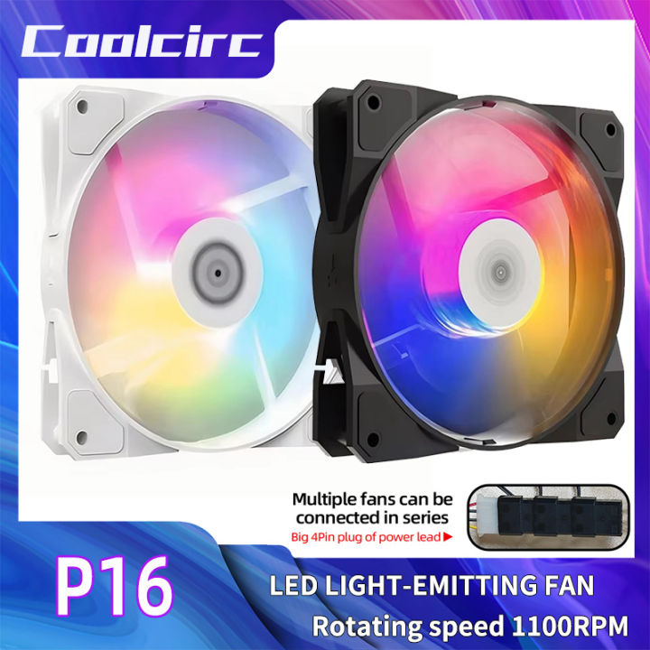 COOLCIRC 120mm RGB LED 12V PWM 4Pin 1100RPM Silent Cooling Fan for PC ...