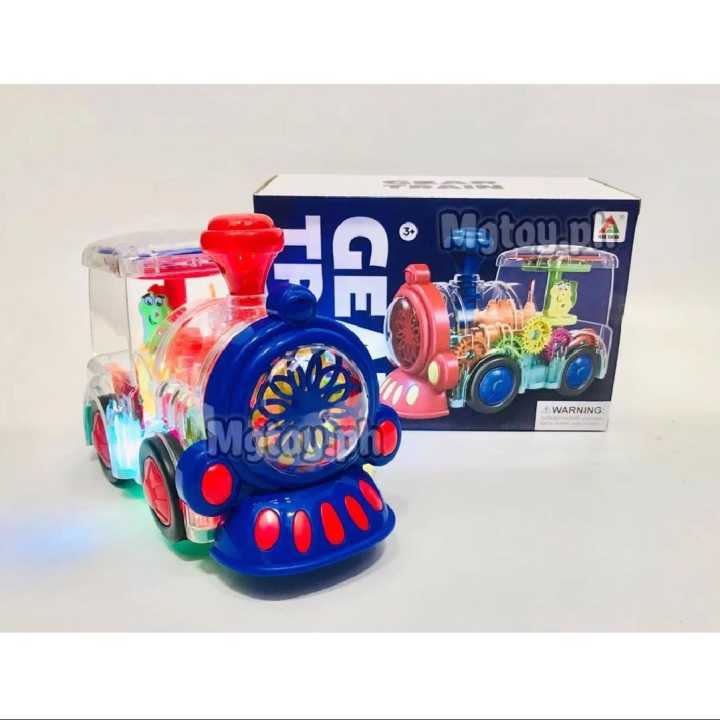 Electric Transparent Gear Train Universal Walking Colorful Lights Musical Toys main image 0