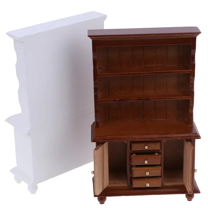 1/12%20Multifunction%20Wood%20Cabinet%20Bookcase%20Cabinet%20Miniature%20Furniture%20Handcrafted%20Wall%20Cabinet%20Dollhouse%20-%20Image%204
