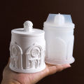 Building Storage Jar Silicone Mold with Lid 3D Concrete Casting Mold DIY Candle Holder Flower Pot Making Supplies Craft Mold. 