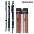 Mechanical Pencil Set 2.0 mm with 2B Black/Colors Lead Refill For Writing Sketching Art Drawing Painting School Automatic Pencil. 