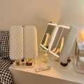 Trifold Makeup Mirror LED Lights Dorm Dressing Mirror Beauty Light up your fill light with Smart Complementary Makeup Mirror Trifold. 