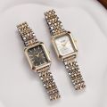 Square Women's Dual Color Alloy Watch Strap with Steel Strap and Quartz Watch. 