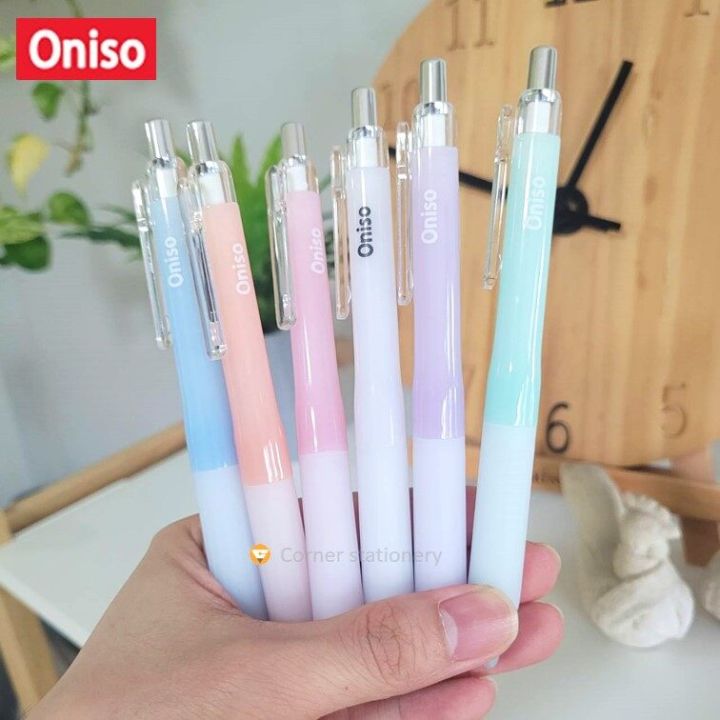 (Lift%20box%20of%2012%20pieces)%20oniso%20gel%20pen%20model%209191%20blue%20ink%200.5mm%20pastel%20color%20changing%20refill%20manual%20pen%20dry%20left%20hand%20(blue%20gel%20pen)%20-%20Image%202