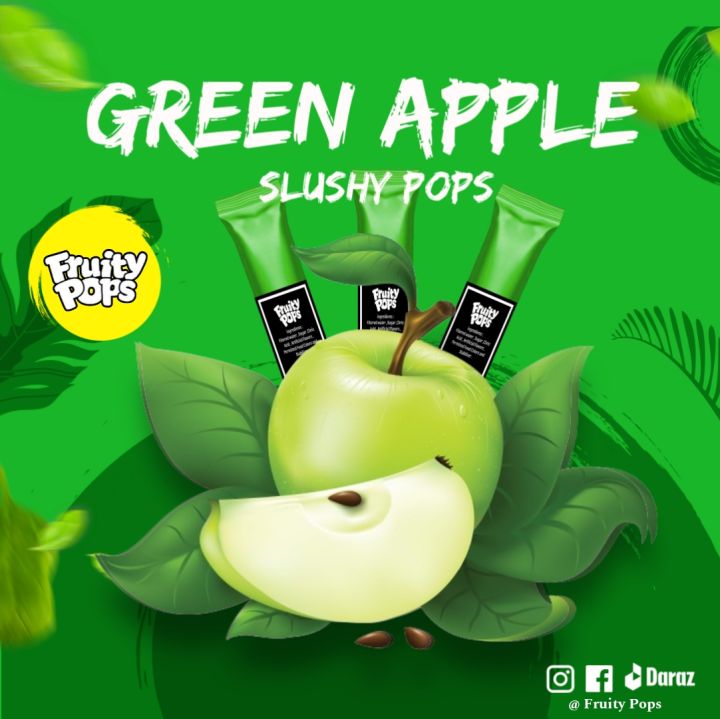 Ice Lollies Pouch Of 12 Lollies Single Flavour " GREEN APPLE " II Fruity Pops II Popsicles II Ice Candy II Freeze Ice Pops II