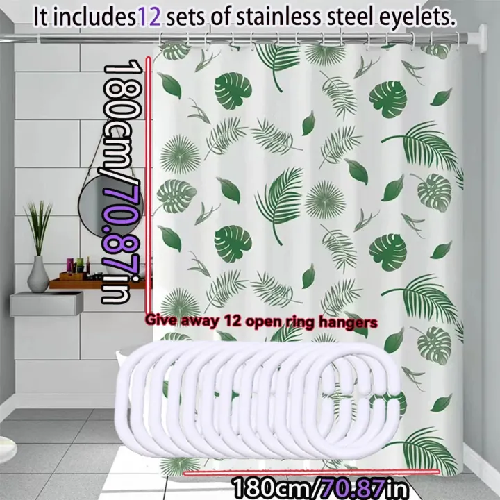 Simple%20wind%20green%20leaves%20bathroom%20shower%20curtain%20shielding%20partition%20Shower%20curtain%20quick%20dry%20can%20be%20scrubable%20light%20opaque%20bath%20-%20Image%204