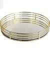 American Atelier Circle Glass Tray-Silver Vanity Tray. 
