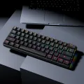 MUCAI MK61 Mechanical Keyboard Portable 61 Keys RGB LED Backlit USB Wired Office/Gaming Keyboards for Mac, Android, Windows. 