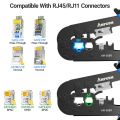 AMPCOM RJ45 Crimper RJ11 RJ45 Crimping Tool Ethernet Network LAN Cable Crimper Cutter Stripper Plier for 6P 8P RJ11 RJ12 RJ45. 