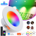 85-265V 220V Tuya Smart Led Downlight Bluetooth APP Can Ceiling Light with RF Remote Group Control 10W RGB Lamp White Dimmable. 