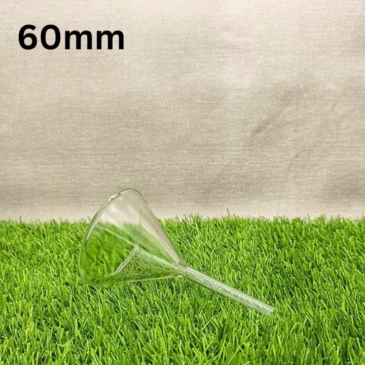 Glass Funnel 60mm 1 to 5 Pcs – Fluted 60° Angle Short Stem – Borosilicate Reusable Funnel for Laboratory, Classroom, Home, Essential Oil, Perfume, and DIY Use