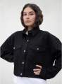 Black Denim Short Body Jacket for Women, Premium Stretch Fit, Button Fastenings. 