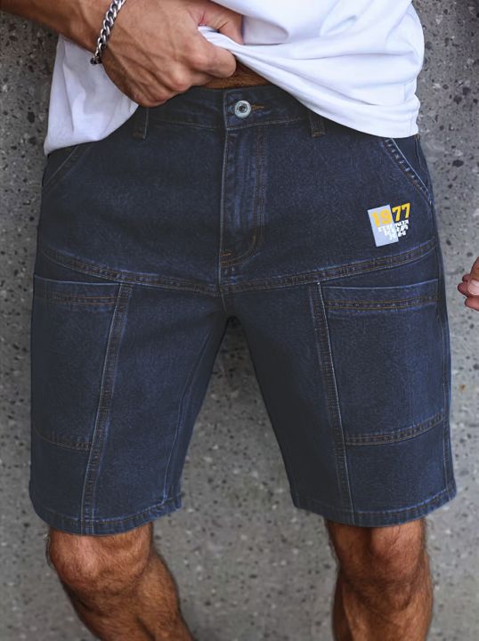 Men's%20Summer%20Loose%20Straight%20Denim%20Shorts%20American%20Workwear%20Patchwork%20Style%20Casual%20Cargo%20Mid-Rise%20Shorts%20-%20Image%206