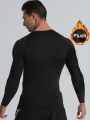 Men's sports thermal top, thermal underwear T-shirt, suitable for daily wear during gym running, lightweight and flexible.