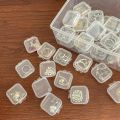 Mini Plastic Jewelry Storage Box Square Transparent Flip Portable Pill Container Jewelry Holder Packaging Earrings Display Case.