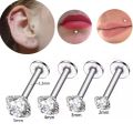 3Pcs 16G Stainless Steel Labret Piercing Jewelry Crystal CZ Monroe Nose Lip Studs Helix Tragus Conch Cartilage Earrings 6/8/10mm.