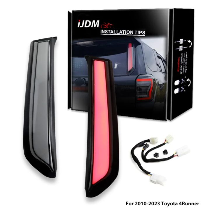 iJDM Full LED Vertical Fit Tail/Brake Light Bar For 2010-2023 Toyota 4Runner,OEM Rear Windshield Outside Liftgate Molding Trims