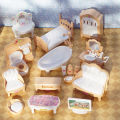 24Pcs Style Brown Miniature DollhouseFurniture Accessory Kids Toy Cute Kawaii Pink Kitchen Cooking Things For Girl . 