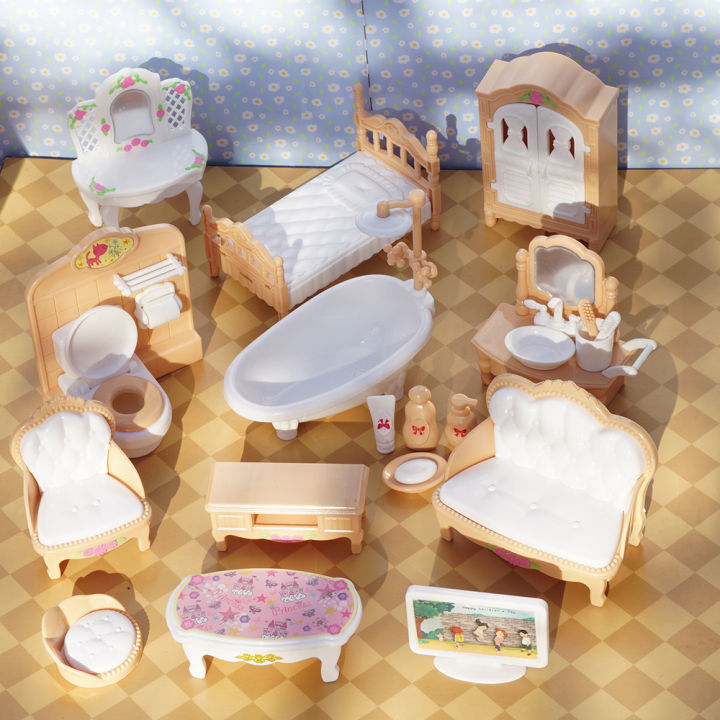24Pcs Style Brown Miniature DollhouseFurniture Accessory Kids Toy Cute Kawaii Pink Kitchen Cooking Things For Girl 