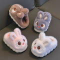 New Winter Cute Big eyed Rabbit Children's Waterproof Warm Non-slip Fluffy Slippers For Girls Boys Kids Indoor Home Cotton Shoes. 