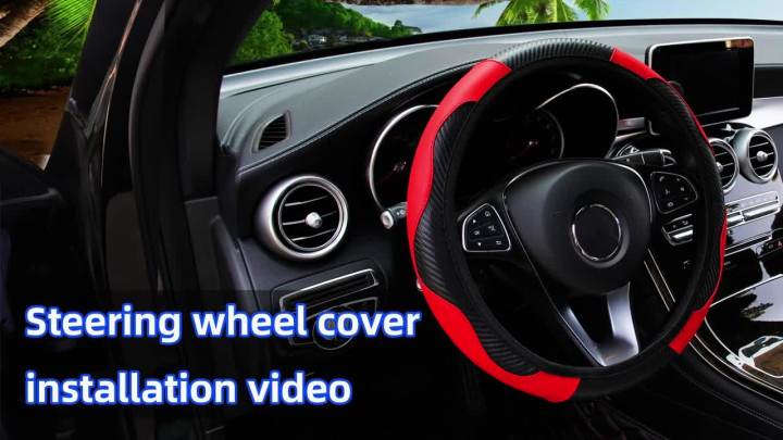 PU Carbon Fiber Leather Car Steering Wheel Cover Without Inner Ring Suitable for 14.5-15 Inches of Automotive Supplies
