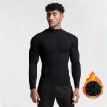 Winter Autumn Gym T Shirt Men's Long Sleeve Compression Shirt Fleece Training Top Male Muscle Workout Running Skiing Clothing.