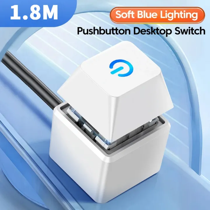 Computer Desktop Switch 1.8m Blue LED Light PC Mother Board External ...
