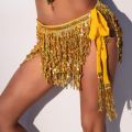 New Sequined Fringed Waist Chain Belly Dance Waist Chain Indian Bohemian Lace-up Waist Scarf Sequined Fringed Skirt.