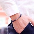New 4mm Stone Bracelet Men Natural Volcanic Rock Tiger Eye Braslet Beaded Silver Color Hematite Elastic Braclet Pulsera Hombre. 