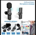 K8 Wireless Microphone - Mic for Youtuber Vloggin & Mobile Recording Facebook Live stream , Tik Tok video recording & singing compatible with   Type - C android & phone. 