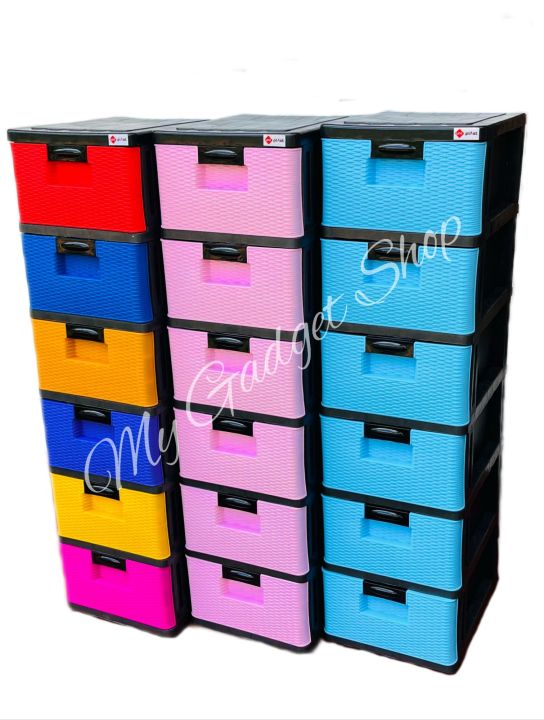 Drawer Cupboard 6 in 1 Rattan design uniplast baby drawer cupboard office drawer cupboard multi blue pink storage wardrobe