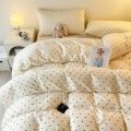 3pcs Satin Duvet cover set (1*Duvet Cover + 2*Pillowcase, Without Core), Black dot print Bedding Set, Soft Comfortable. 