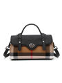 Women's New Style Summer Trendy Casual Versatile Canvas Plaid Small Square Genuine Leather Crossbody Bag. 