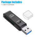 Caisi 2-in1 USB 3.0 Card Reader, Supports SD/Micro SD/SDHC/SDXC/MMC, Mini Camera Flash Reader Compatible with Windows, Mac, Linux. 