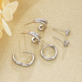 6Pcs/Set Silver Color Zircon Huggies Hoop Earrings for Women Fashion Copper Cartilage Piercing Earrings Set Female Party Jewelry. 