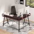 L-Shaped Desk with Shelf, 57 x 51 Inch Corner Computer Gaming Desk with Monitor Stand for Home Office and Gamer, Large PC Laptop Study Writing Table Workstation. 