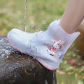 1 Set Non-Slip Waterproof Kids Rain Shoe Covers, Cartoon Unicorn Design, Zip PVC Solid Rain Galoshes. 