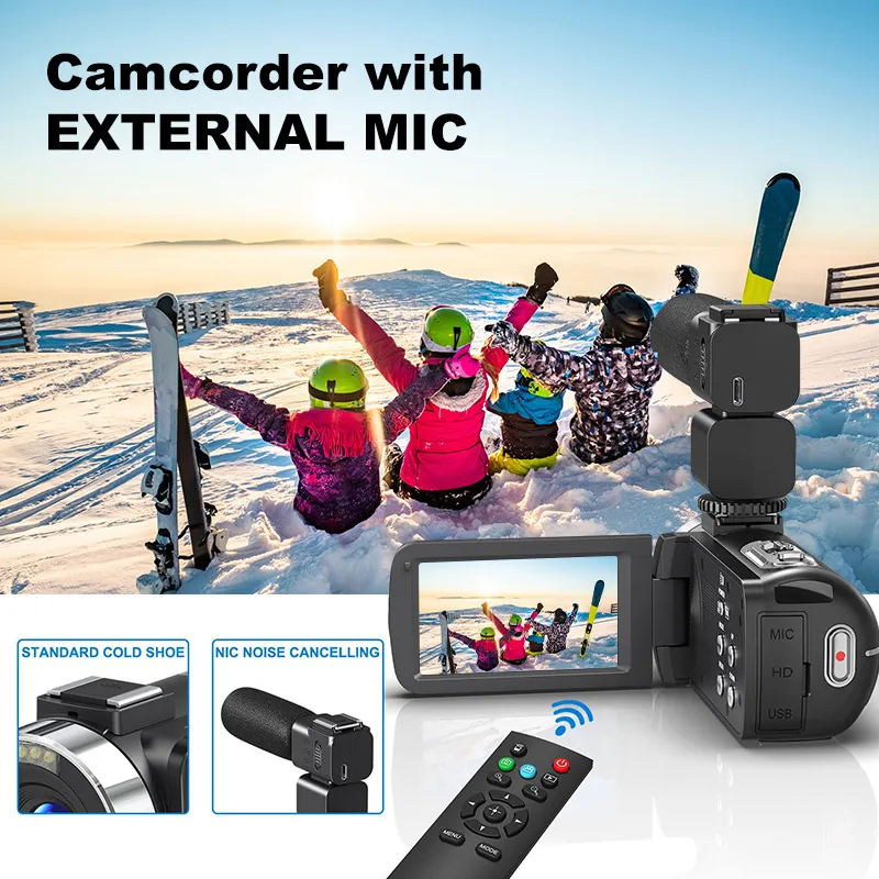 Vmotal Digitale videocamera 4K, 48MP foto/4K 60FPS videorecorder, beginnende videocamcorder voor vloggen Youtube, met 2 batterijen/externe MIC/SD-kaart/afstandsbediening Vmotal Digitale videocamera 4K, 48MP foto/4K 60FPS videorecorder, beginnende videocamcorder voor vloggen Youtube, met 2 batterijen/externe MIC/SD-kaart/afstandsbediening