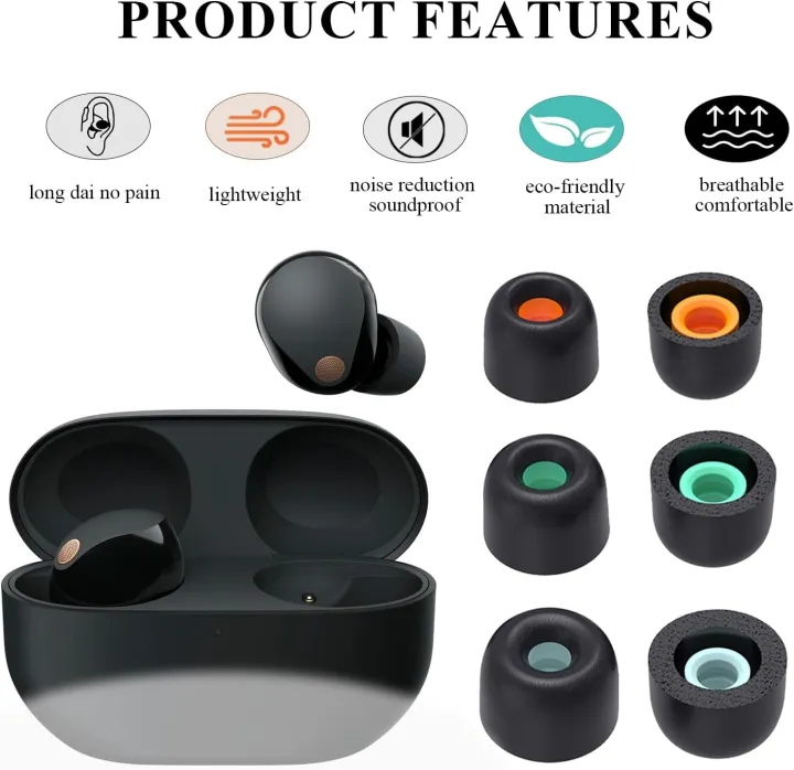 Memory%20Foam%20Ear%20Tips%203%20Pairs%20for%20%20WF-1000XM5%20XM4%20Earbuds,%20Replacement%20Soft%20Earbuds%20Caps%20with%20Storage%20Case%20&%20Cleaning%20Pen%20Kit%20-%20Image%206