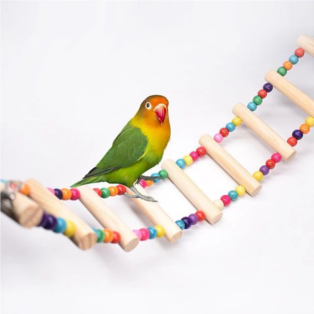 Bird Parrot Toy Swing Hanging Ladder Parakeet Cockatiel, Pet Bird Budgie Love Bird Toy Ladder - 36cm