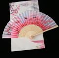 Retro Style Folding Fan Female Japanese Pattern Retro Cloth Art Craft  Home Decoration Ornament Dancing Hand Fan. 