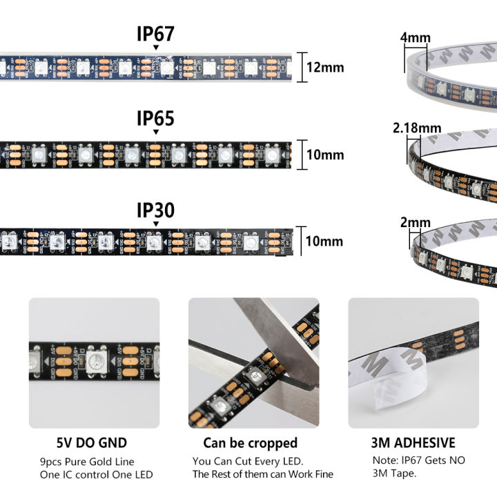 WS2812B%20Smart%20Pixel%20RGBIC%20Led%20Strip%20Light%20DC5V%20USB%20Individually%20Addressable%20IC%2030/60%20Pixels/Leds/m%20IP30/IP65/IP67%20Magic%20Light%20-%20Image%205